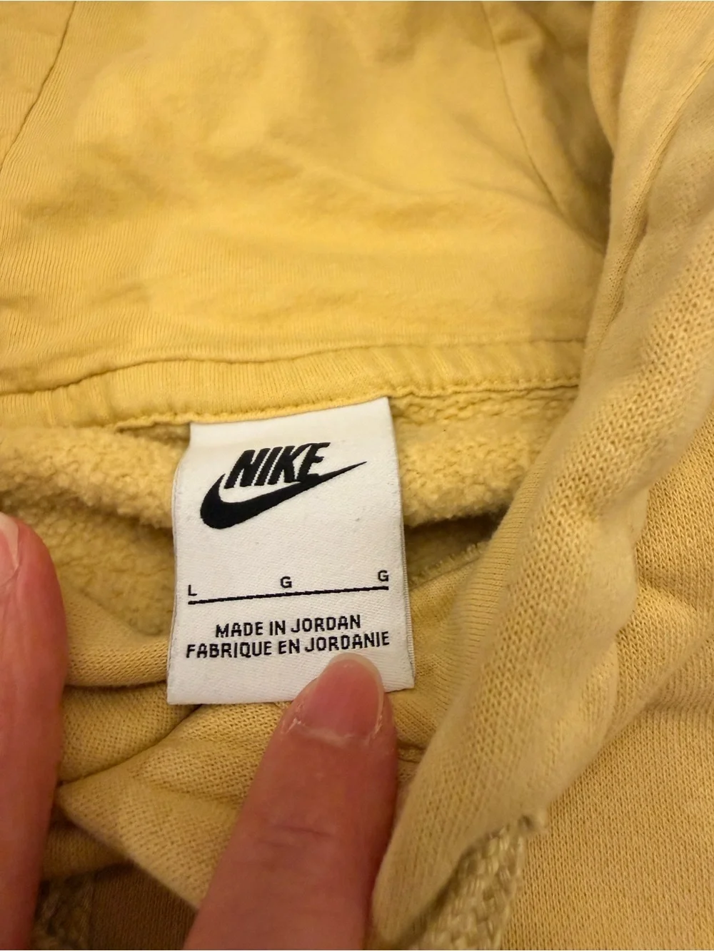 Nike Mustard Yellow Pullover Hoodie with White Swoosh
